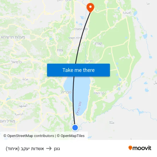 אשדות יעקב (איחוד) to גונן map