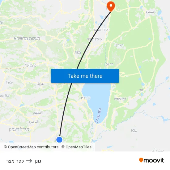 כפר מצר to גונן map
