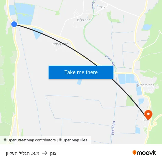 מ.א. הגליל העליון to גונן map