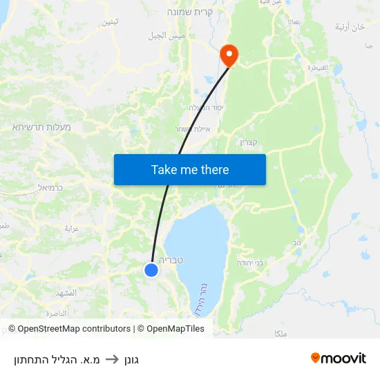 מ.א. הגליל התחתון to גונן map