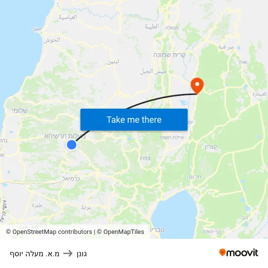 מ.א. מעלה יוסף to גונן map