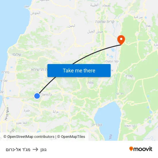 מג'ד אל-כרום to גונן map