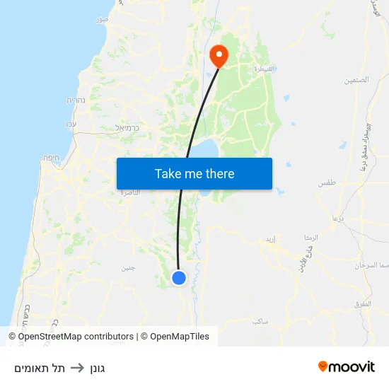 תל תאומים to גונן map