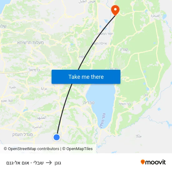 שבלי - אום אל-גנם to גונן map