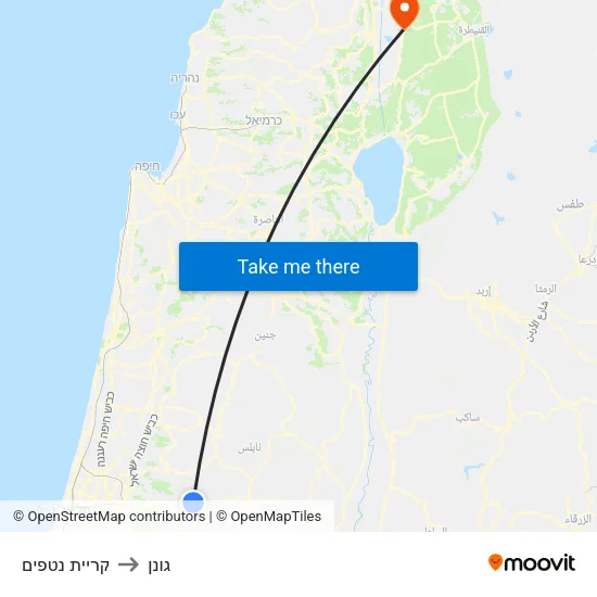 קריית נטפים to גונן map