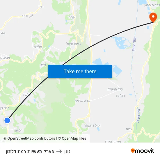 פארק תעשיות רמת דלתון to גונן map