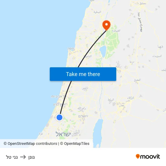 גני טל to גונן map