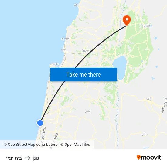 בית ינאי to גונן map