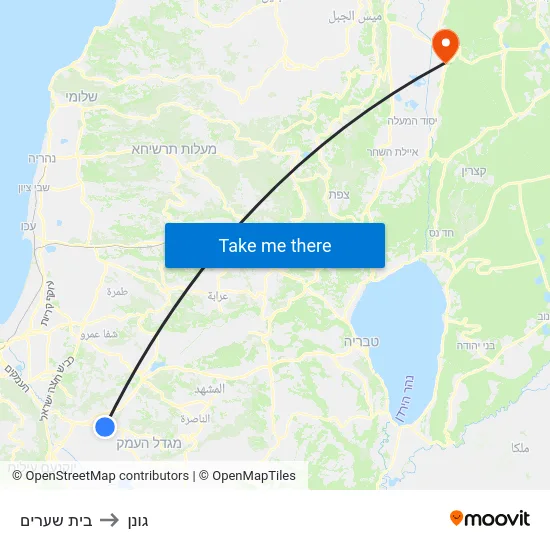 בית שערים to גונן map