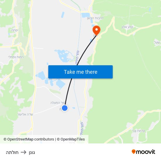 חולתה to גונן map