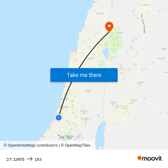 משגב דב to גונן map