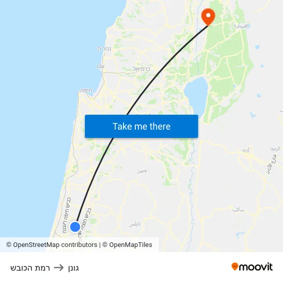 רמת הכובש to גונן map