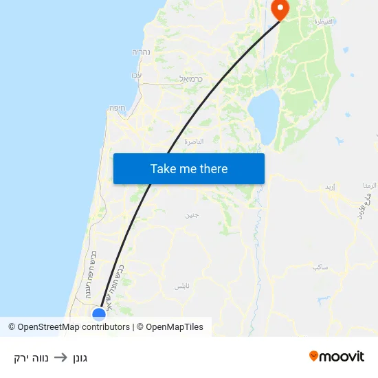 נווה ירק to גונן map