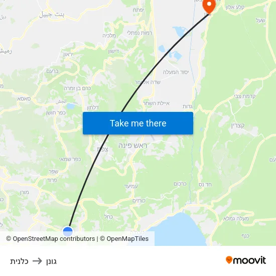 כלנית to גונן map