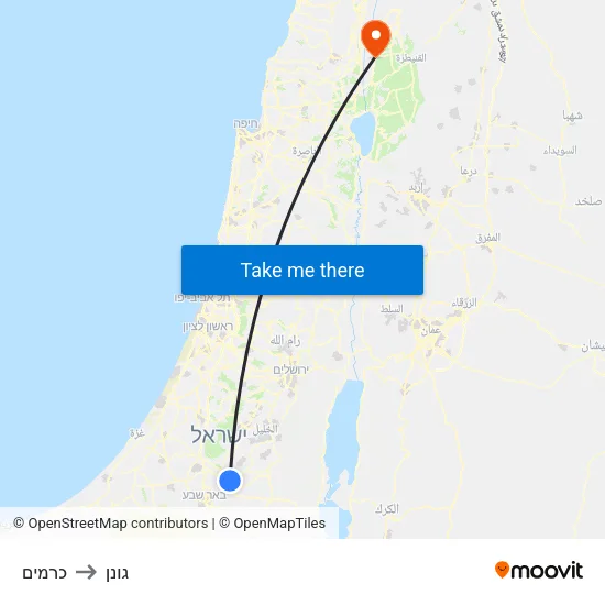 כרמים to גונן map