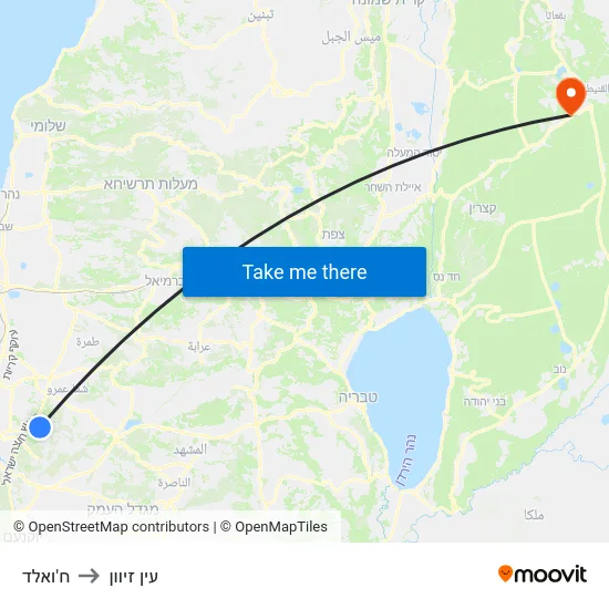 ח'ואלד to עין זיוון map