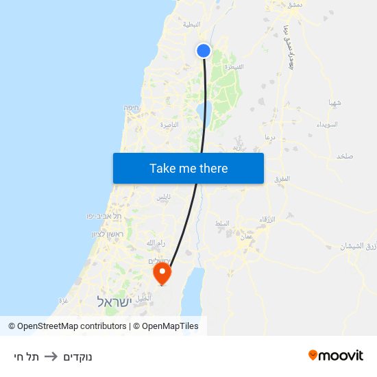 תל חי to נוקדים map