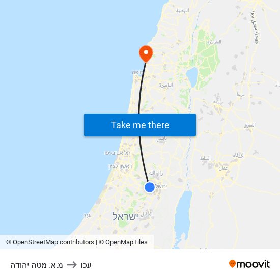 מ.א. מטה יהודה to עכו map