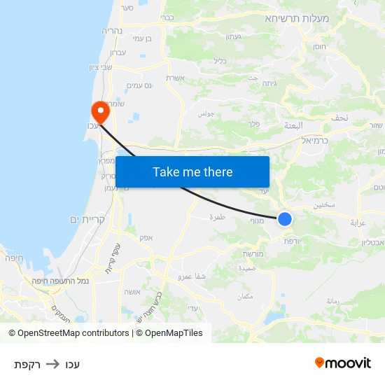 רקפת to עכו map