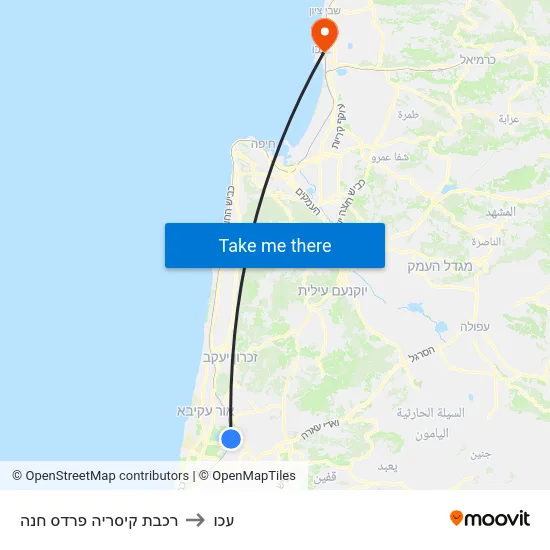 רכבת קיסריה פרדס חנה to עכו map