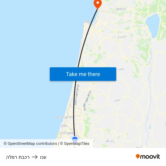 רכבת רמלה to עכו map