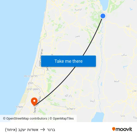 אשדות יעקב (איחוד) to ברנר map
