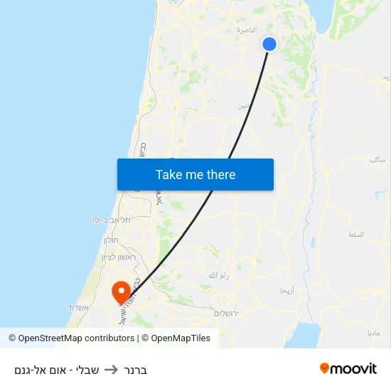 שבלי - אום אל-גנם to ברנר map