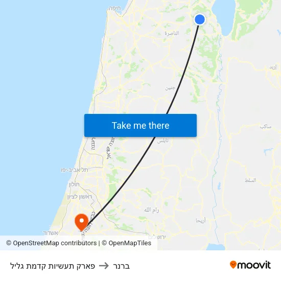 פארק תעשיות קדמת גליל to ברנר map