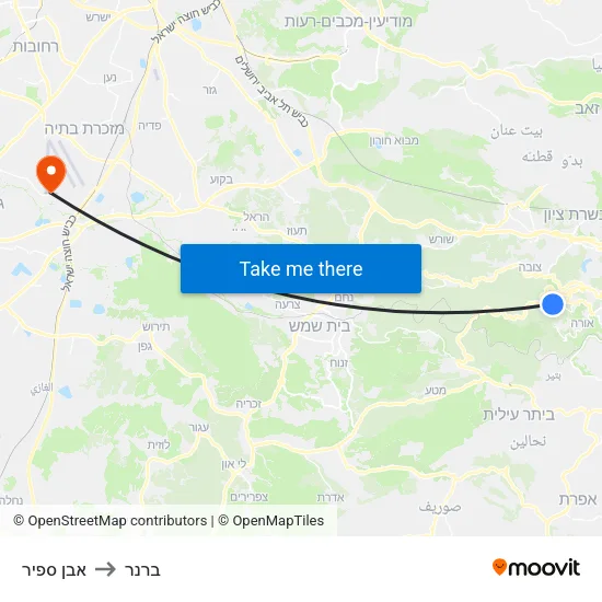 אבן ספיר to ברנר map