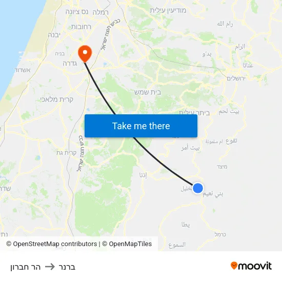 הר חברון to ברנר map