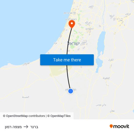 מצפה רמון to ברנר map