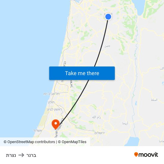 נצרת to ברנר map