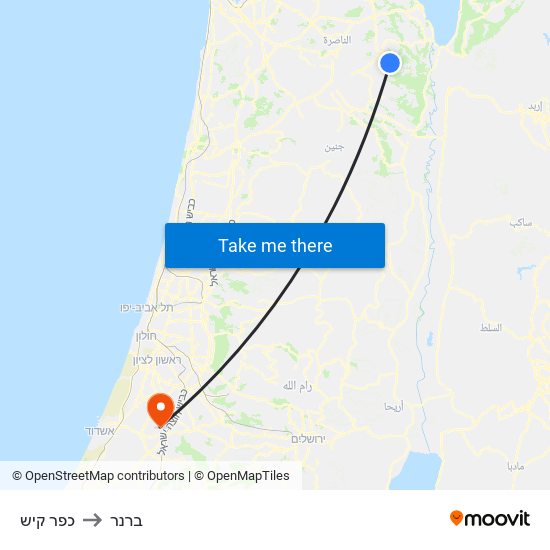 כפר קיש to ברנר map