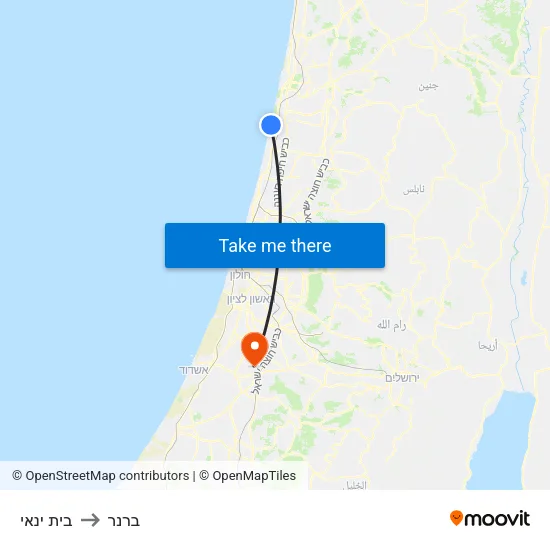 בית ינאי to ברנר map