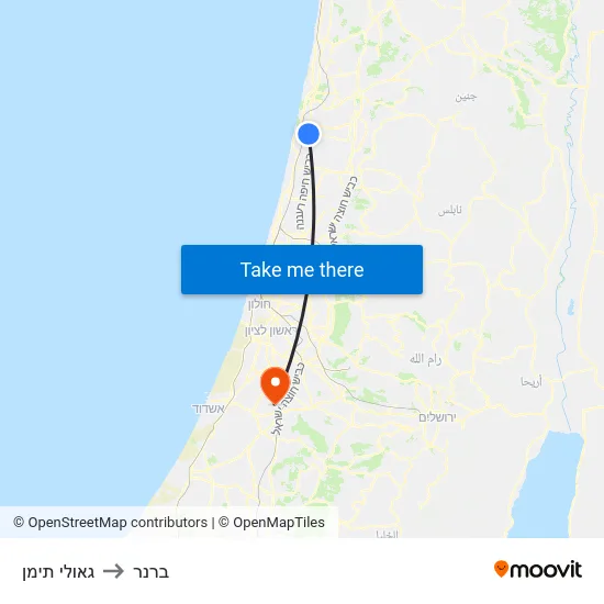 גאולי תימן to ברנר map