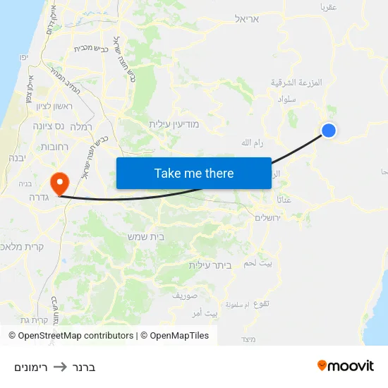 רימונים to ברנר map