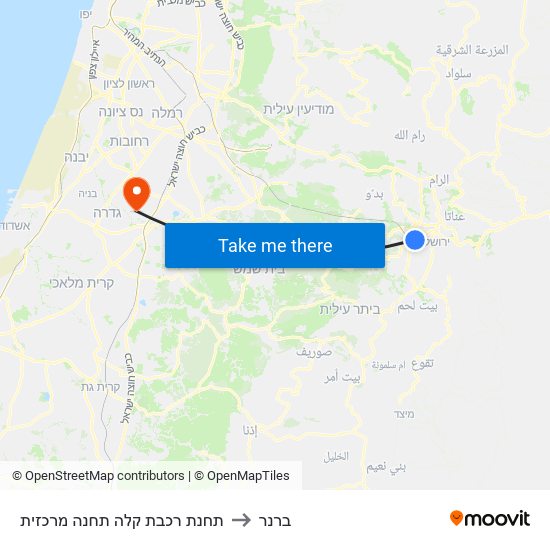 תחנת רכבת קלה תחנה מרכזית to ברנר map