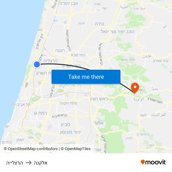 הרצלייה to אלקנה map