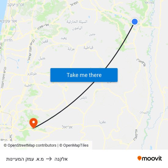 מ.א. עמק המעיינות to אלקנה map
