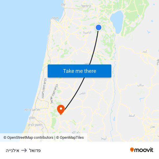 אילנייה to פדואל map