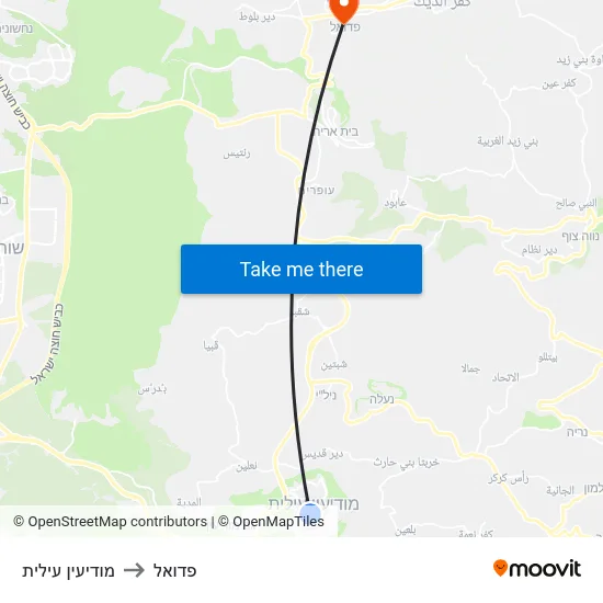 מודיעין עילית to פדואל map