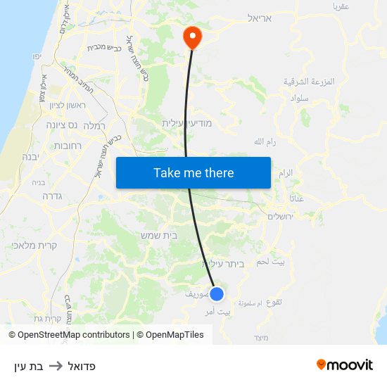 בת עין to פדואל map