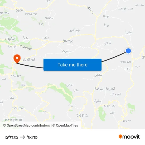 מגדלים to פדואל map
