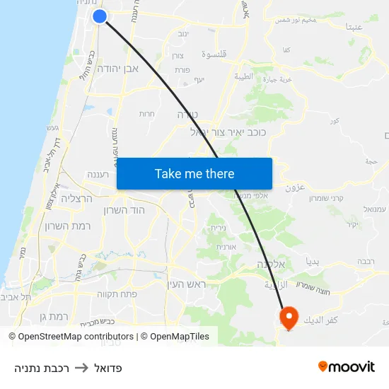 רכבת נתניה to פדואל map