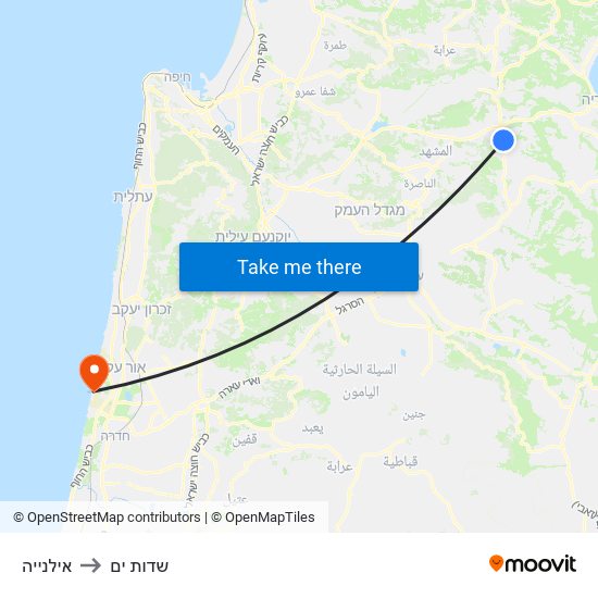 אילנייה to שדות ים map
