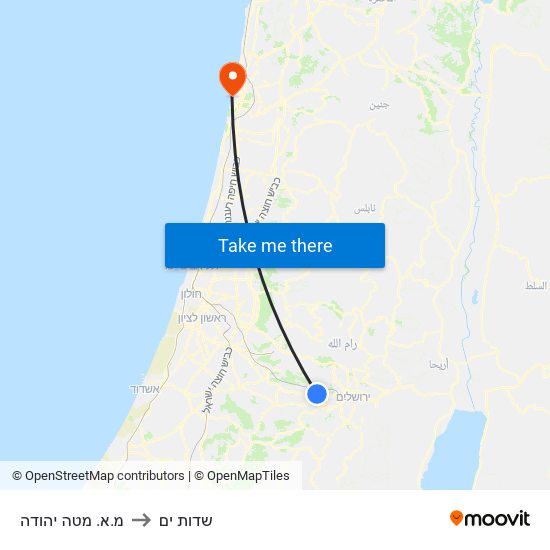 מ.א. מטה יהודה to שדות ים map