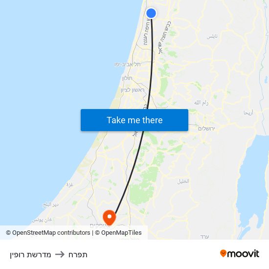 מדרשת רופין to תפרח map