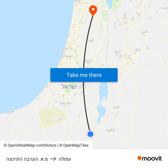 מ.א. הערבה התיכונה to עפולה map