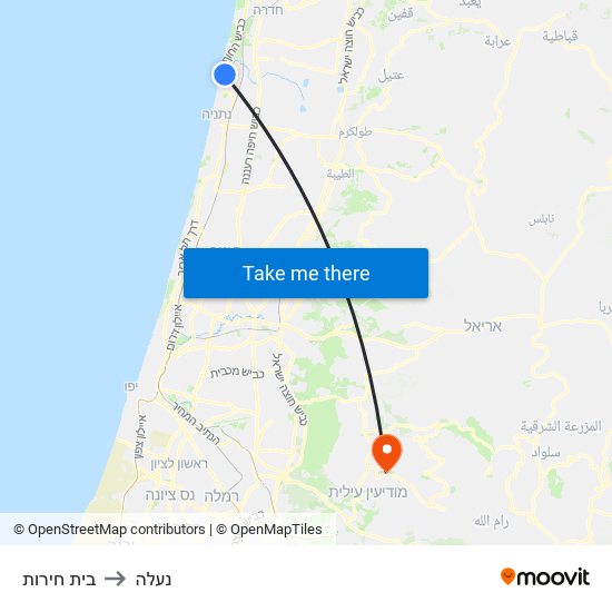 בית חירות to נעלה map