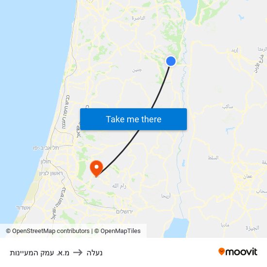 מ.א. עמק המעיינות to נעלה map